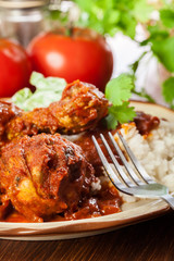Chicken drumstick curry with rice