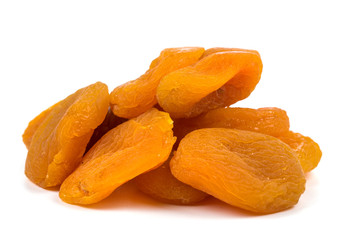 Dried apricots on a white background