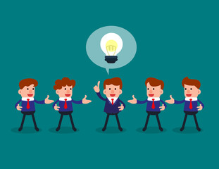 Successful businessman give ideas for another business people. Concept business business vector illustration.