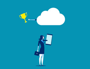 Business with cloud network technology. Concept business technology vector illustration.