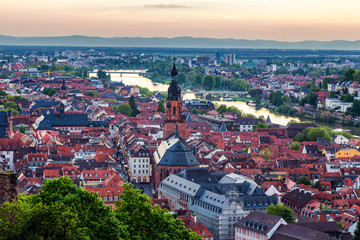 Fototapeta premium Heidelberg town with the famous old bridge and Heidelberg castle, Heidelberg, Germany