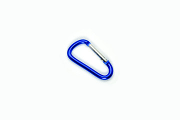 Obraz premium Blue karabiner or carabiner isolated in white background