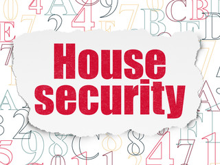 Safety concept: House Security on Torn Paper background