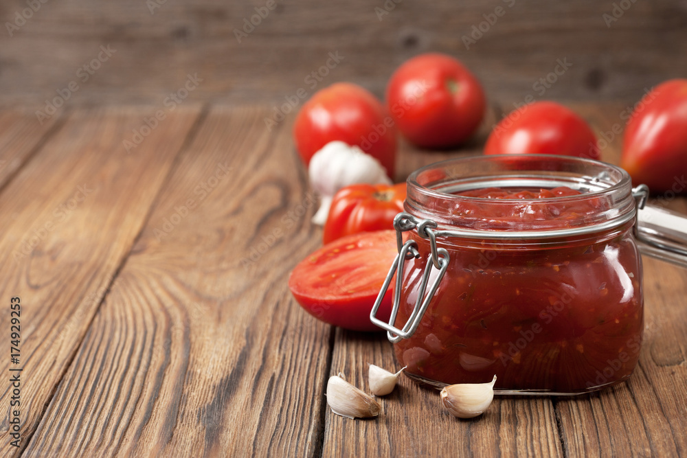 Canvas Prints tomato sauce in a glass jar