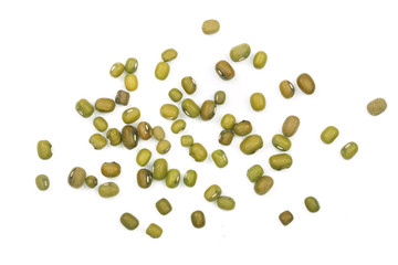 Mung beans isolated on white background. Top view