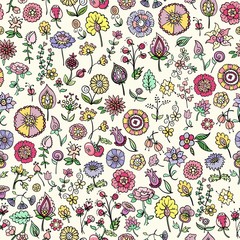 colorful doodle flowers