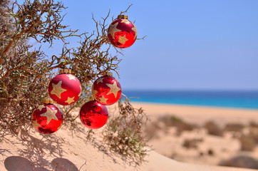 chrismas ball on the beach