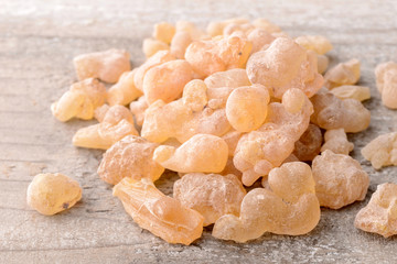 frankincense on the wooden board
