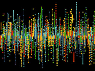 Generative random square line background. Concept of blockchain, fintect, big data, hacking, AI. Vector illustration