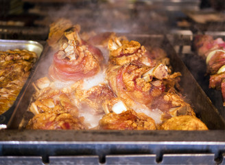 Preparation of pork shank.
