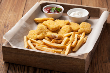 Chicken nuggets and french fries