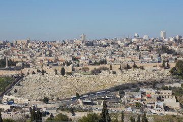Jewish cemetery on the Mount of Olives in Jerusalem. 