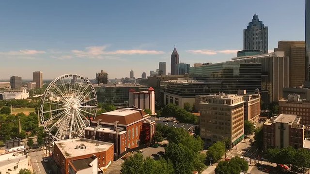 Wide Static Aerial Footage Downtown City Skyline Atlanta