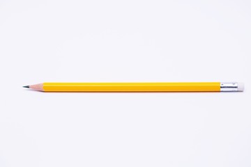 Pencil yellow isolated on pure white background.Educational Illustration Concept.