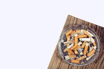 Tobacco cigarettes ashtray.