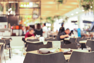 blurry food court at supermarket/mall for background - obrazy, fototapety, plakaty