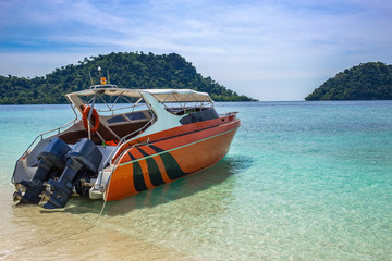 Speed boat on the beach