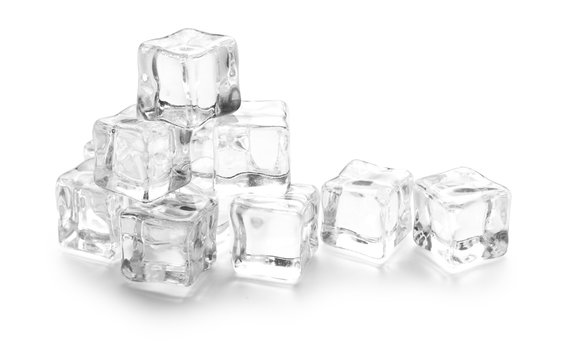 three ice cubes on white