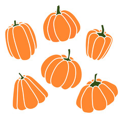 Pumpkins set. Silhouette on white background. Vector illustration