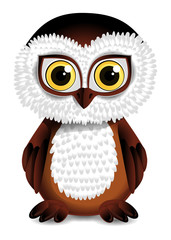 Cartoon owl on white background. Vector illustration.