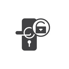 Door open padlock icon vector, filled flat sign, solid pictogram isolated on white. Symbol, logo illustration.