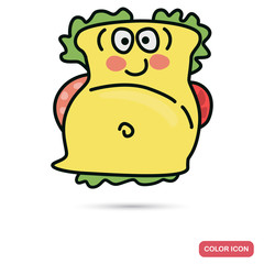 Funny chat sandwich smile color flat icon