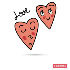 Funny chat hearts in love smile color flat icon