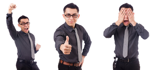 Young smiling man isolated on white