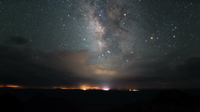 Grand Canyon National Park North Rim Milky Way Time Lapse and Thunder Storm Clouds