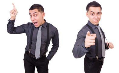 A young man wearing suit isolated on white