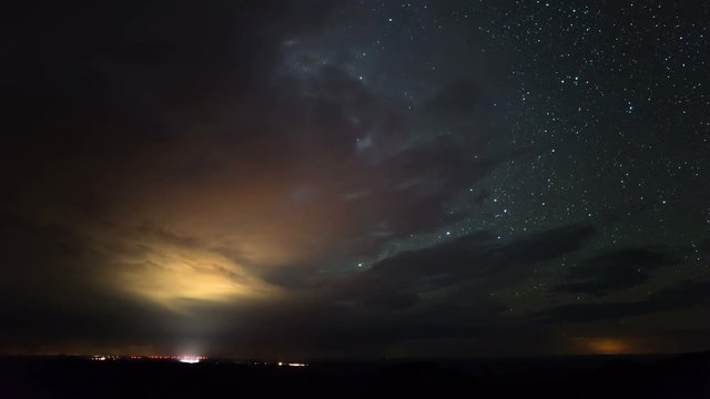 Grand Canyon National Park North Rim Milky Way Time Lapse and Thunder Storm Clouds