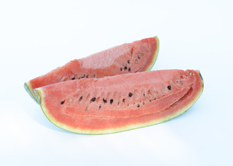 watermelon fruits two piece on white backgrounds