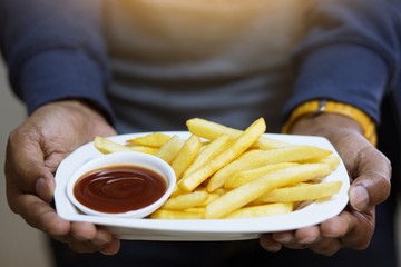 tomato sauce with french fries ready to serve