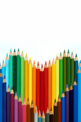 A heart made of colored pencils