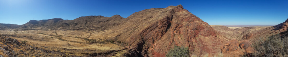 Panorama of beautiful Brukkaros mountain and crater, an impressive landscape near Keetmanshoop, Namibia, Southern Africa