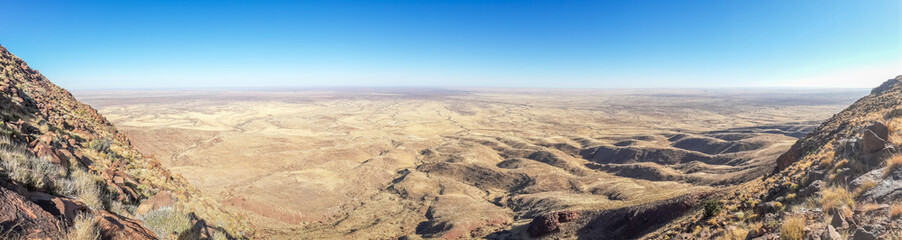 Fototapeta na wymiar Panorama of beautiful Brukkaros mountain and crater, an impressive landscape near Keetmanshoop, Namibia, Southern Africa