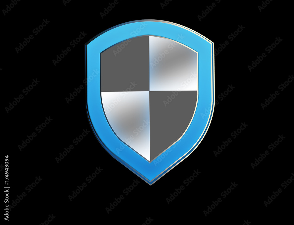 Poster shield symbol displayed on a futuristic interface - security and internet concept