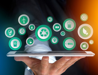 View of a Technology ecologic interface with icon displayed on a technology interface