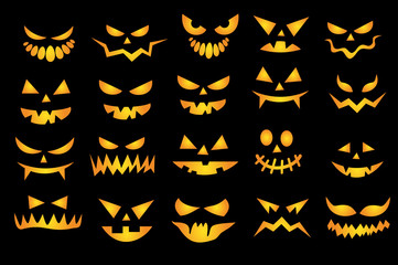 Halloween scary faces set VECTOR