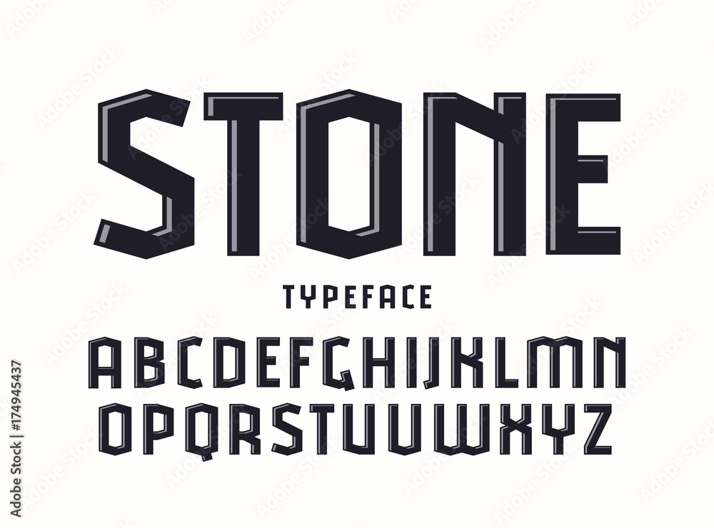 Poster decorative sanserif font with effect of volume