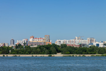 View of the Mikhaylovskaya embankment of the Ob river in Novosibirsk