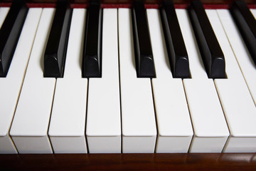 The keyboard of the piano from above