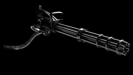 Minigun on a black background