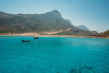 Turquoise water at Balos Lagoon and Gramvousa in Crete, Greece