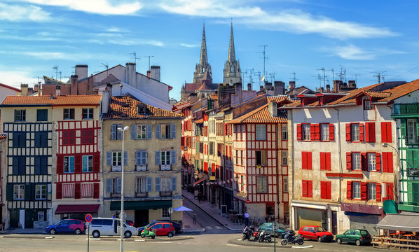 Old Town center of Bayonne, France