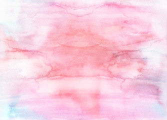 Watercolor bright hand painted background. Handmade aged paper texture. Grunge overlay for cards, invitations, web, clothing, textile, vintage poster, banner, scrapbook.