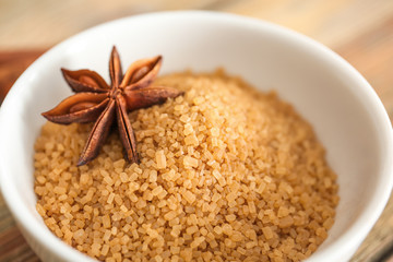 Bowl with cinnamon sugar, closeup