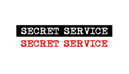 secret service rubber stamp badge with typewriter set text logo design