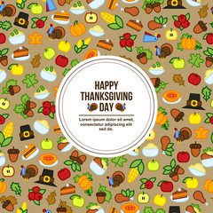 Frame with abstract thanksgiving day icon. holiday symbols