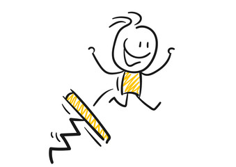 Strichfiguren / Strichmännchen: Sprungbrett, Doping, Vorteil. (Nr. 101)